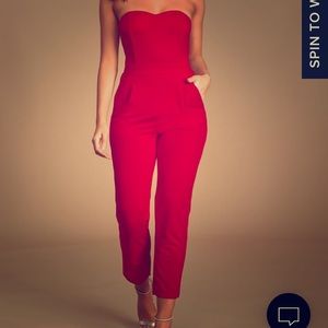 Lulu’s paint the town red jumpsuit M